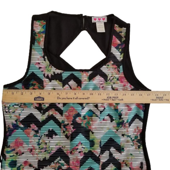 Three Pink Hearts Accordion Floral Top Scooped Neck Sleeveless Small - Picture 5 of 10